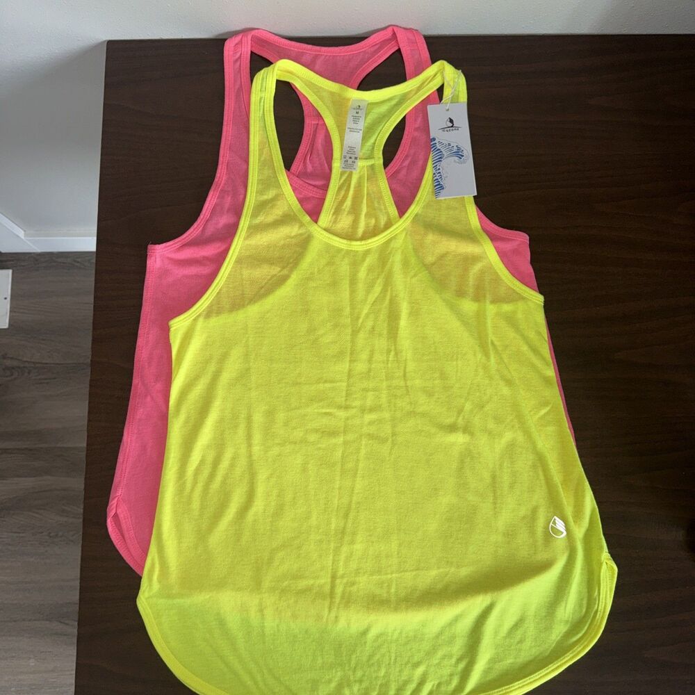 2-Icy Zone Racer Back Tank Tops Running Workout Athletic Size Medium